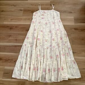 Universal Thread Lace A-Line Maxi Dress Cream Floral XL